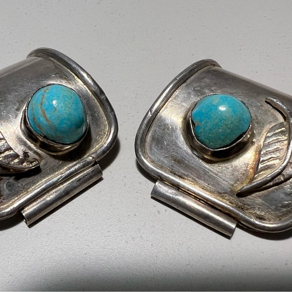 Silver and  Turquoise Stone Watch Tips